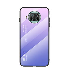 Carcasa Bumper Funda Silicona Espejo Gradiente Arco iris LS1 para Xiaomi Mi 10i 5G Purpura Claro