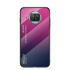 Carcasa Bumper Funda Silicona Espejo Gradiente Arco iris LS1 para Xiaomi Mi 10i 5G Rosa Roja
