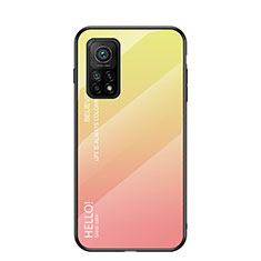 Carcasa Bumper Funda Silicona Espejo Gradiente Arco iris LS1 para Xiaomi Mi 10T Pro 5G Amarillo