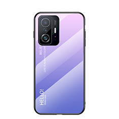 Carcasa Bumper Funda Silicona Espejo Gradiente Arco iris LS1 para Xiaomi Mi 11T 5G Purpura Claro
