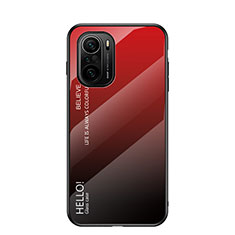 Carcasa Bumper Funda Silicona Espejo Gradiente Arco iris LS1 para Xiaomi Mi 11X 5G Rojo