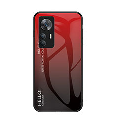 Carcasa Bumper Funda Silicona Espejo Gradiente Arco iris LS1 para Xiaomi Mi 12T 5G Rojo