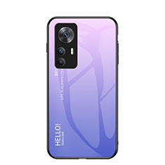 Carcasa Bumper Funda Silicona Espejo Gradiente Arco iris LS1 para Xiaomi Mi 12T Pro 5G Purpura Claro