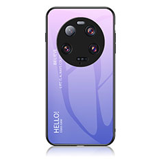 Carcasa Bumper Funda Silicona Espejo Gradiente Arco iris LS1 para Xiaomi Mi 13 Ultra 5G Purpura Claro