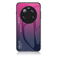 Carcasa Bumper Funda Silicona Espejo Gradiente Arco iris LS1 para Xiaomi Mi 13 Ultra 5G Rosa Roja