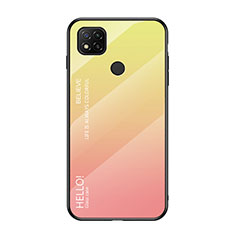 Carcasa Bumper Funda Silicona Espejo Gradiente Arco iris LS1 para Xiaomi POCO C3 Amarillo