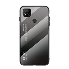 Carcasa Bumper Funda Silicona Espejo Gradiente Arco iris LS1 para Xiaomi POCO C3 Gris Oscuro
