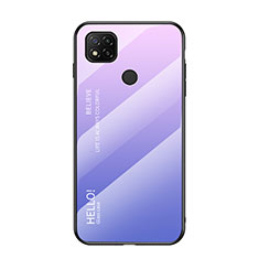 Carcasa Bumper Funda Silicona Espejo Gradiente Arco iris LS1 para Xiaomi POCO C3 Purpura Claro