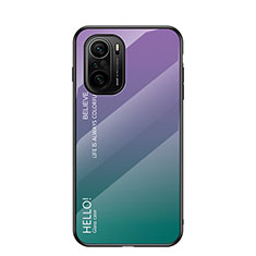 Carcasa Bumper Funda Silicona Espejo Gradiente Arco iris LS1 para Xiaomi Poco F3 5G Multicolor