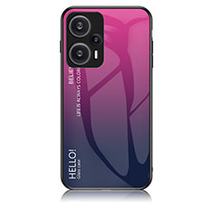 Carcasa Bumper Funda Silicona Espejo Gradiente Arco iris LS1 para Xiaomi Poco F5 5G Rosa Roja