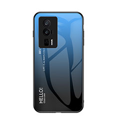 Carcasa Bumper Funda Silicona Espejo Gradiente Arco iris LS1 para Xiaomi Poco F5 Pro 5G Azul