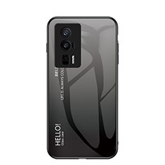 Carcasa Bumper Funda Silicona Espejo Gradiente Arco iris LS1 para Xiaomi Poco F5 Pro 5G Gris Oscuro
