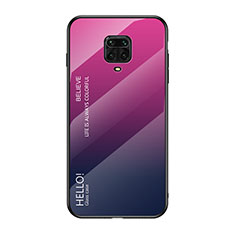 Carcasa Bumper Funda Silicona Espejo Gradiente Arco iris LS1 para Xiaomi Poco M2 Pro Rosa Roja
