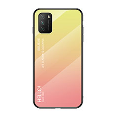 Carcasa Bumper Funda Silicona Espejo Gradiente Arco iris LS1 para Xiaomi Poco M3 Amarillo
