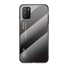 Carcasa Bumper Funda Silicona Espejo Gradiente Arco iris LS1 para Xiaomi Poco M3 Gris Oscuro