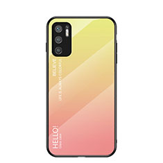 Carcasa Bumper Funda Silicona Espejo Gradiente Arco iris LS1 para Xiaomi POCO M3 Pro 5G Amarillo