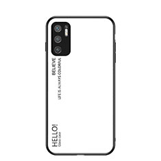 Carcasa Bumper Funda Silicona Espejo Gradiente Arco iris LS1 para Xiaomi POCO M3 Pro 5G Blanco