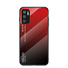 Carcasa Bumper Funda Silicona Espejo Gradiente Arco iris LS1 para Xiaomi POCO M3 Pro 5G Rojo
