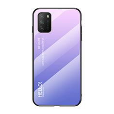 Carcasa Bumper Funda Silicona Espejo Gradiente Arco iris LS1 para Xiaomi Poco M3 Purpura Claro