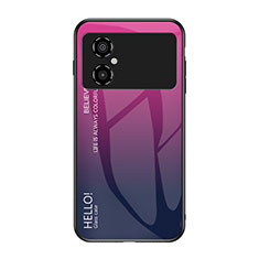 Carcasa Bumper Funda Silicona Espejo Gradiente Arco iris LS1 para Xiaomi Poco M4 5G Rosa Roja