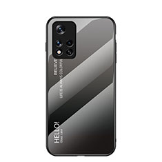 Carcasa Bumper Funda Silicona Espejo Gradiente Arco iris LS1 para Xiaomi Poco M4 Pro 5G Gris Oscuro