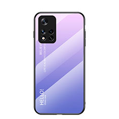 Carcasa Bumper Funda Silicona Espejo Gradiente Arco iris LS1 para Xiaomi Poco M4 Pro 5G Purpura Claro