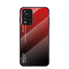 Carcasa Bumper Funda Silicona Espejo Gradiente Arco iris LS1 para Xiaomi Poco M4 Pro 5G Rojo