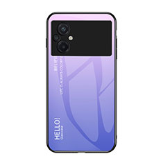 Carcasa Bumper Funda Silicona Espejo Gradiente Arco iris LS1 para Xiaomi Poco M5 4G Purpura Claro