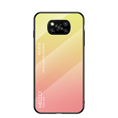 Carcasa Bumper Funda Silicona Espejo Gradiente Arco iris LS1 para Xiaomi Poco X3 NFC Amarillo
