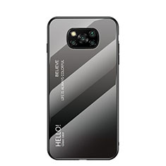 Carcasa Bumper Funda Silicona Espejo Gradiente Arco iris LS1 para Xiaomi Poco X3 NFC Gris Oscuro
