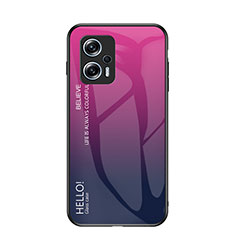 Carcasa Bumper Funda Silicona Espejo Gradiente Arco iris LS1 para Xiaomi Poco X4 GT 5G Rosa Roja