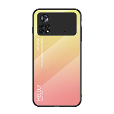 Carcasa Bumper Funda Silicona Espejo Gradiente Arco iris LS1 para Xiaomi Poco X4 Pro 5G Amarillo