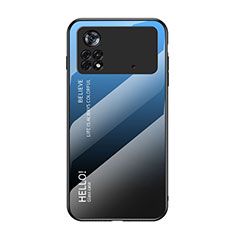 Carcasa Bumper Funda Silicona Espejo Gradiente Arco iris LS1 para Xiaomi Poco X4 Pro 5G Azul