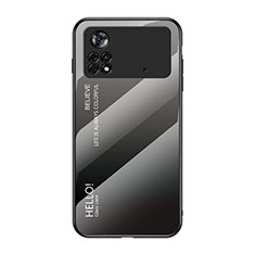 Carcasa Bumper Funda Silicona Espejo Gradiente Arco iris LS1 para Xiaomi Poco X4 Pro 5G Gris Oscuro