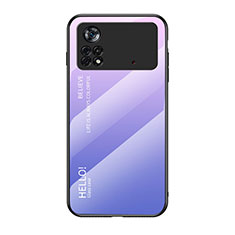 Carcasa Bumper Funda Silicona Espejo Gradiente Arco iris LS1 para Xiaomi Poco X4 Pro 5G Purpura Claro