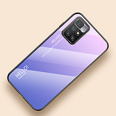 Carcasa Bumper Funda Silicona Espejo Gradiente Arco iris LS1 para Xiaomi Redmi 10 4G Purpura Claro