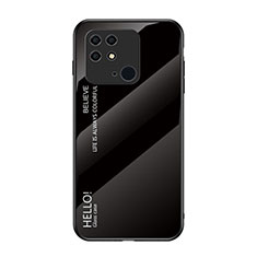 Carcasa Bumper Funda Silicona Espejo Gradiente Arco iris LS1 para Xiaomi Redmi 10 India Negro