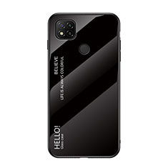 Carcasa Bumper Funda Silicona Espejo Gradiente Arco iris LS1 para Xiaomi Redmi 9 India Negro