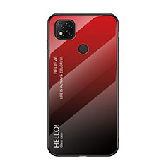 Carcasa Bumper Funda Silicona Espejo Gradiente Arco iris LS1 para Xiaomi Redmi 9 India Rojo
