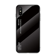 Carcasa Bumper Funda Silicona Espejo Gradiente Arco iris LS1 para Xiaomi Redmi 9A Negro