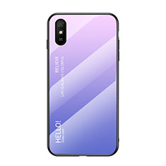 Carcasa Bumper Funda Silicona Espejo Gradiente Arco iris LS1 para Xiaomi Redmi 9AT Purpura Claro