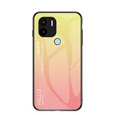 Carcasa Bumper Funda Silicona Espejo Gradiente Arco iris LS1 para Xiaomi Redmi A1 Plus Amarillo