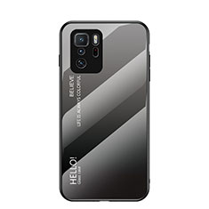Carcasa Bumper Funda Silicona Espejo Gradiente Arco iris LS1 para Xiaomi Redmi Note 10 Pro 5G Gris Oscuro
