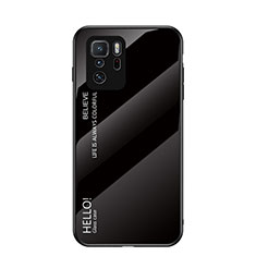 Carcasa Bumper Funda Silicona Espejo Gradiente Arco iris LS1 para Xiaomi Redmi Note 10 Pro 5G Negro