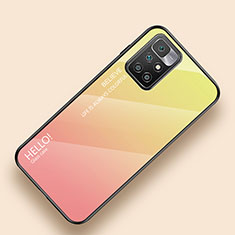 Carcasa Bumper Funda Silicona Espejo Gradiente Arco iris LS1 para Xiaomi Redmi Note 11 4G (2021) Amarillo