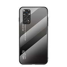 Carcasa Bumper Funda Silicona Espejo Gradiente Arco iris LS1 para Xiaomi Redmi Note 11 4G (2022) Gris Oscuro
