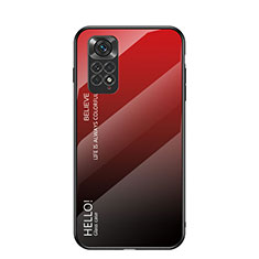 Carcasa Bumper Funda Silicona Espejo Gradiente Arco iris LS1 para Xiaomi Redmi Note 11 4G (2022) Rojo