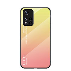 Carcasa Bumper Funda Silicona Espejo Gradiente Arco iris LS1 para Xiaomi Redmi Note 11 5G Amarillo