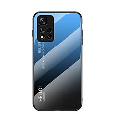 Carcasa Bumper Funda Silicona Espejo Gradiente Arco iris LS1 para Xiaomi Redmi Note 11 Pro+ Plus 5G Azul