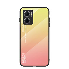 Carcasa Bumper Funda Silicona Espejo Gradiente Arco iris LS1 para Xiaomi Redmi Note 11E 5G Amarillo